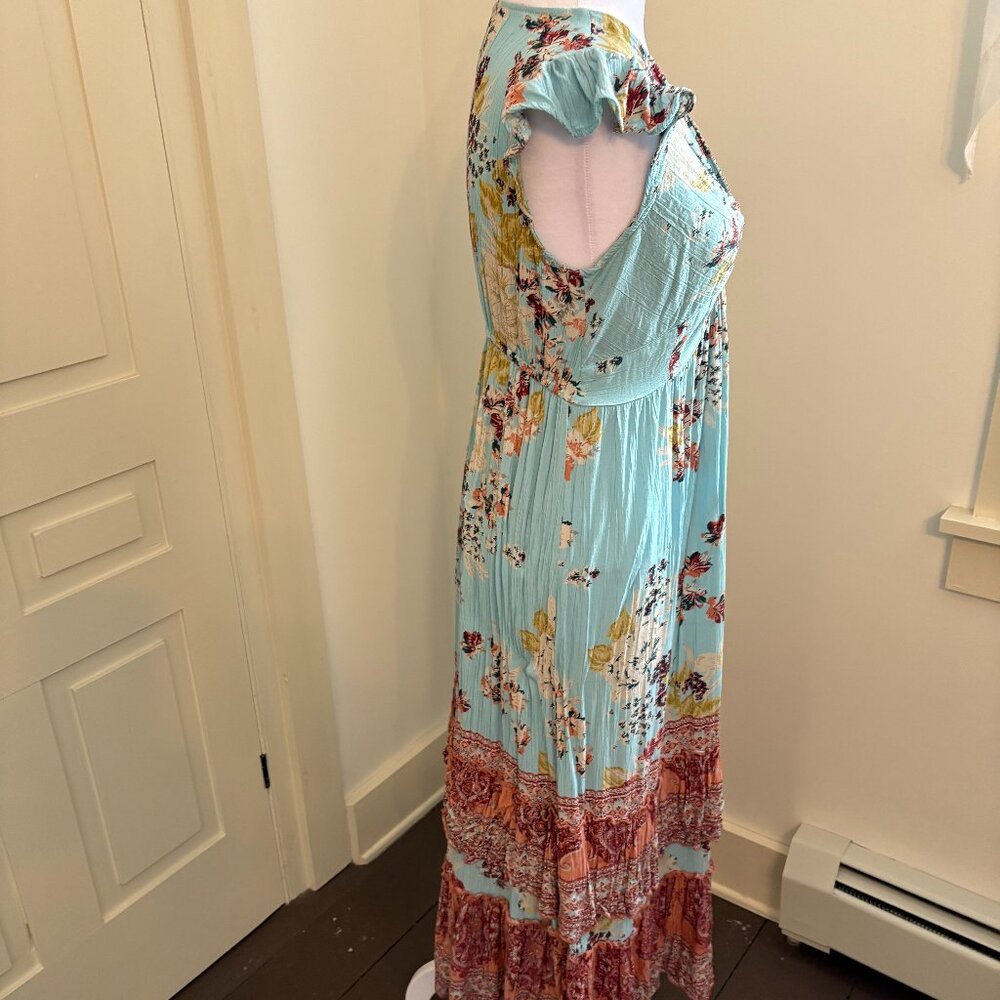 Blue and Apricot Tiered Maxi Dress by Angie - Picture 3 of 8